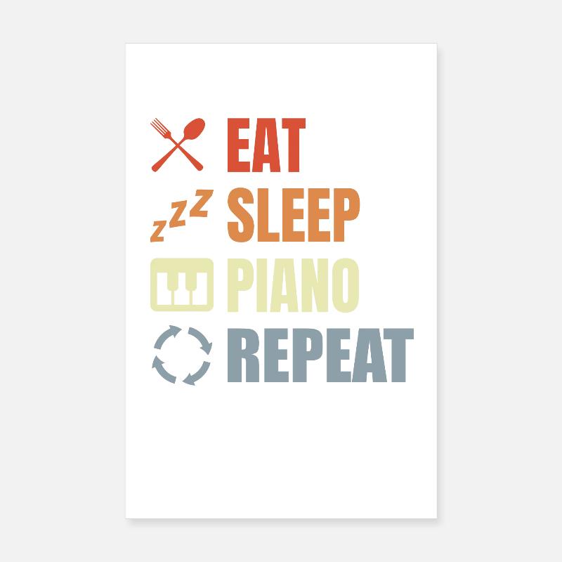 Manger Sleeping Piano Répéter Poster 20 x 30 cm