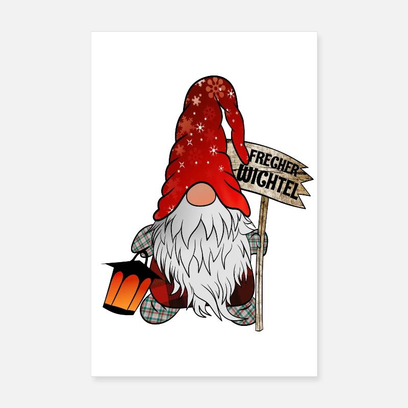 Frecher Wichtel Weihnachts Gnom - Poster 20x30 cm - Weiß