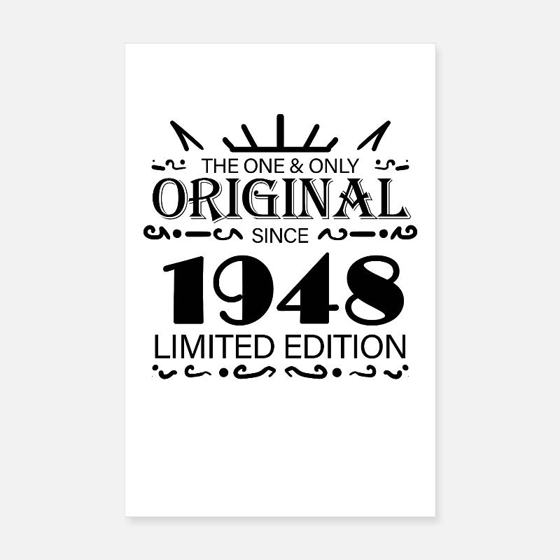 1948 - Année de construction 1948 - Naissance 1948 Poster 20 x 30 cm