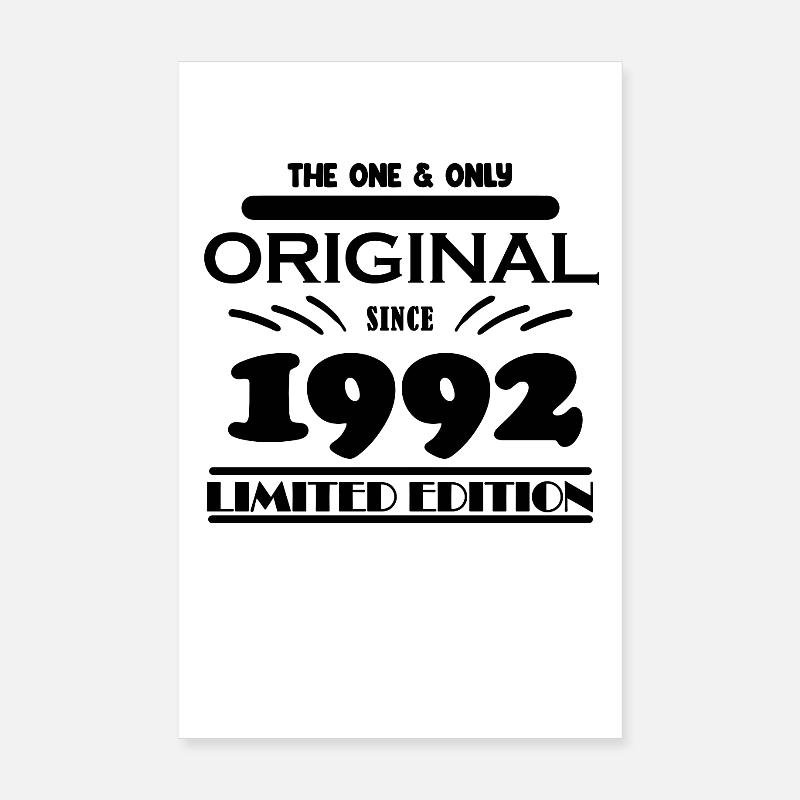 1992 - Année de construction 1992 - Né en 1992 Poster 20 x 30 cm