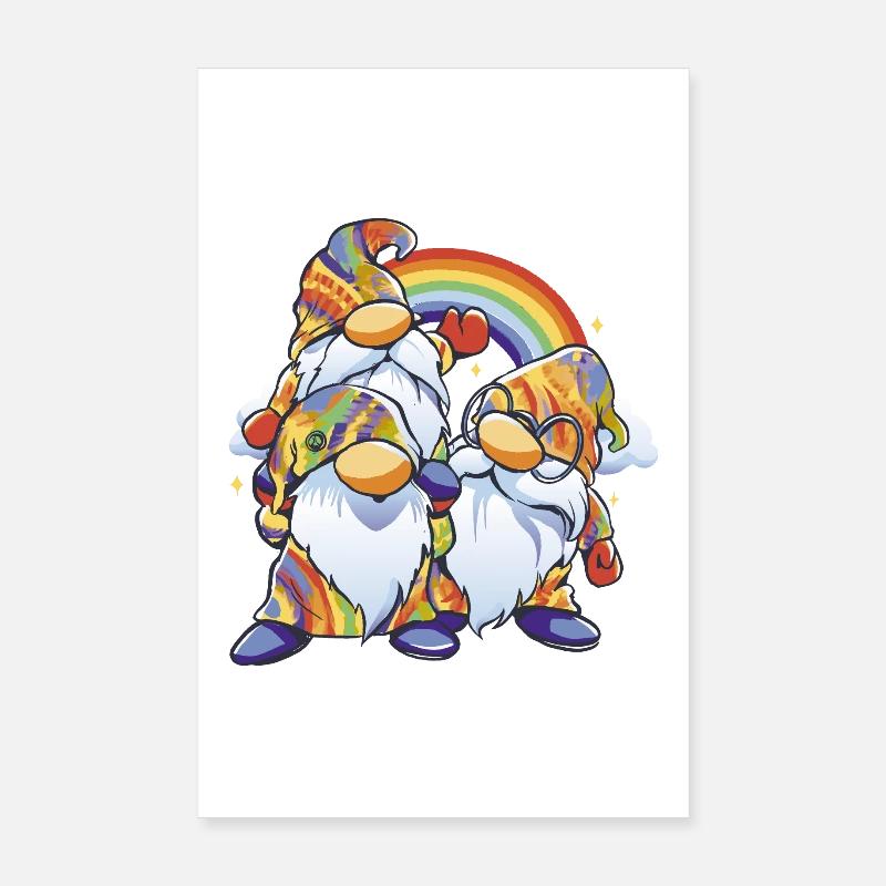 Rainbow Gnome Duo Poster 20x30 cm