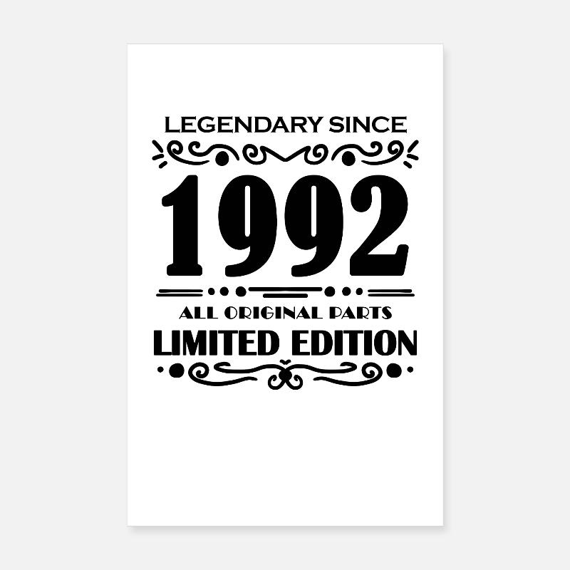 1992 - Né 1992 - Année de construction 1992 Poster 20 x 30 cm