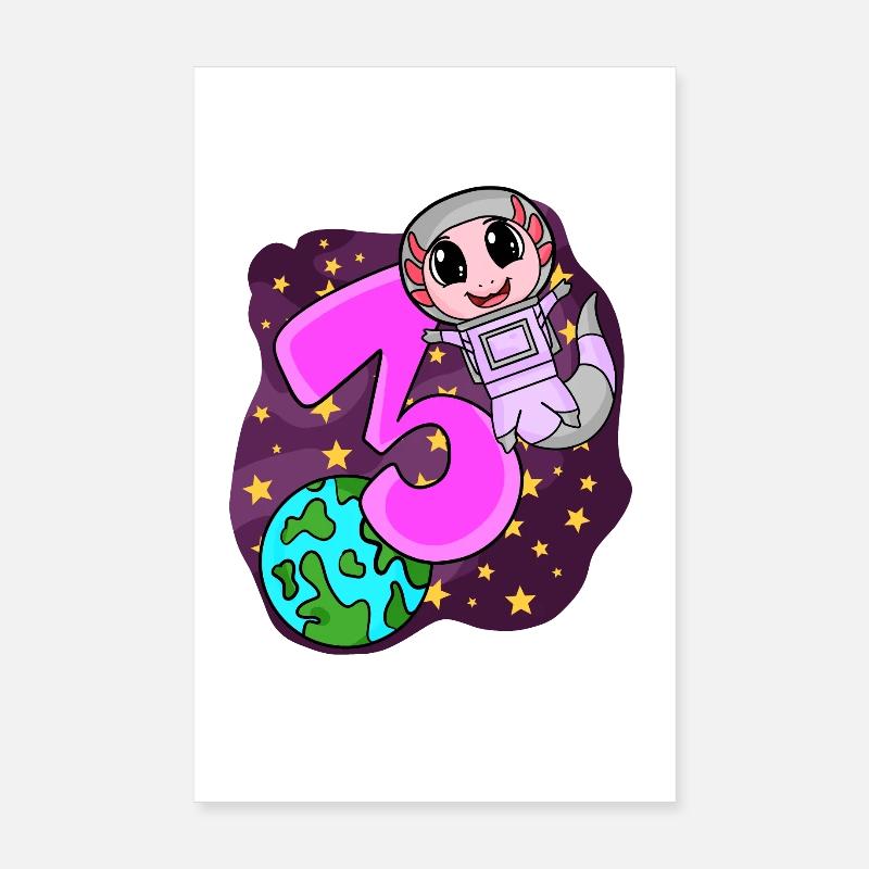 3 Anniversaire Axolotl - cadeau de 3 ans Poster 20 x 30 cm