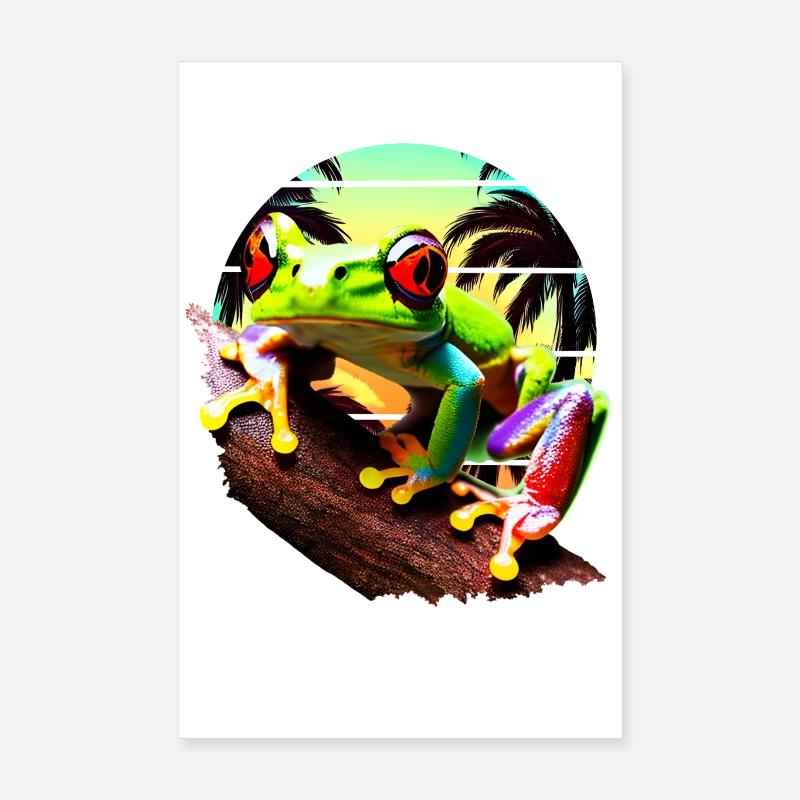 Red Eyed Tree Frog Sunset Poster 8" x 12" (20x30 cm)