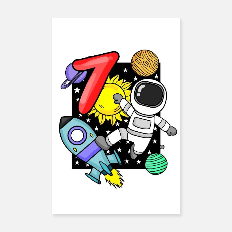 7 ans Jeune astronaute Poster 20 x 30 cm