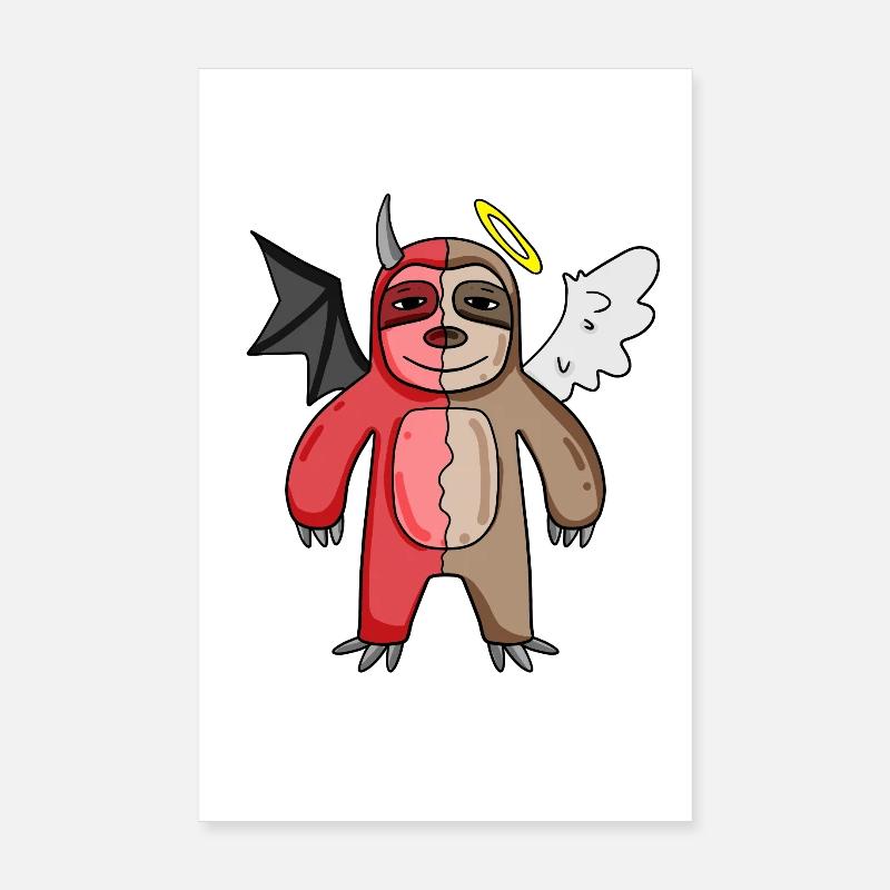 Faultier - Engel und Teufel Poster 20x30 cm