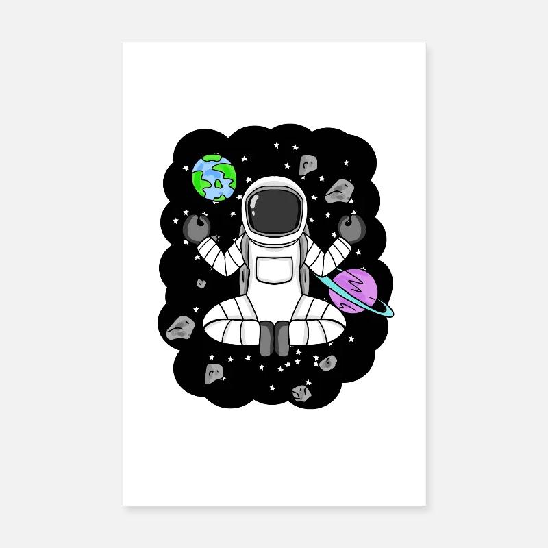 Astronaute Yoga Boy dans l’espace - Méditation Poster 20 x 30 cm
