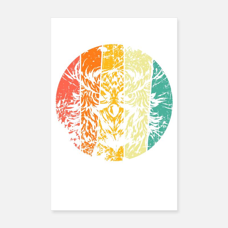 Eule Uhu retro Poster 20x30 cm