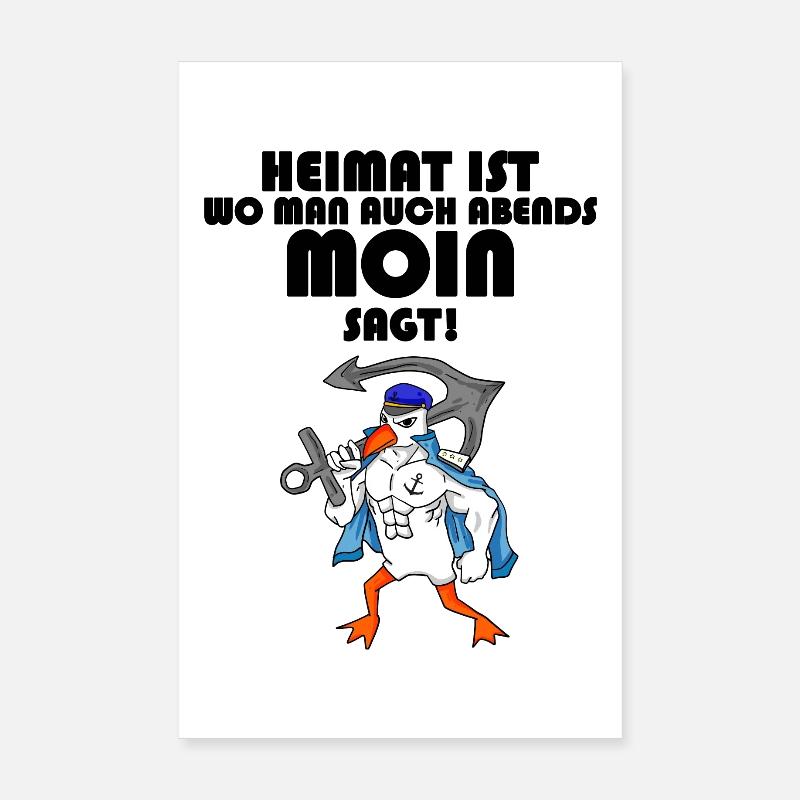 Nordsee Plattdeutsch Spruch Moin Möwe Poster 20x30 cm