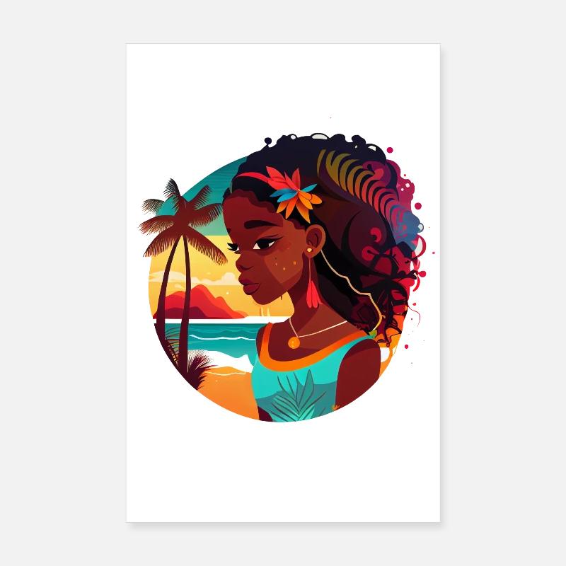 Beauté tropicale avec coucher de soleil Poster 20 x 30 cm