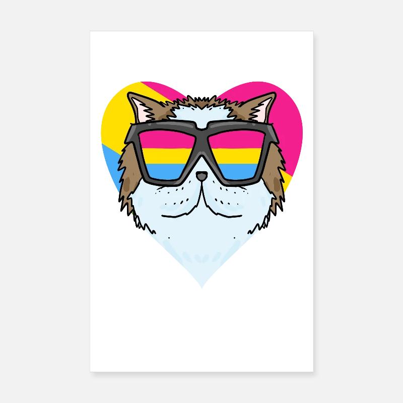 Pansexuell Katze Perserkatze Herz Geschenk Poster 20x30 cm