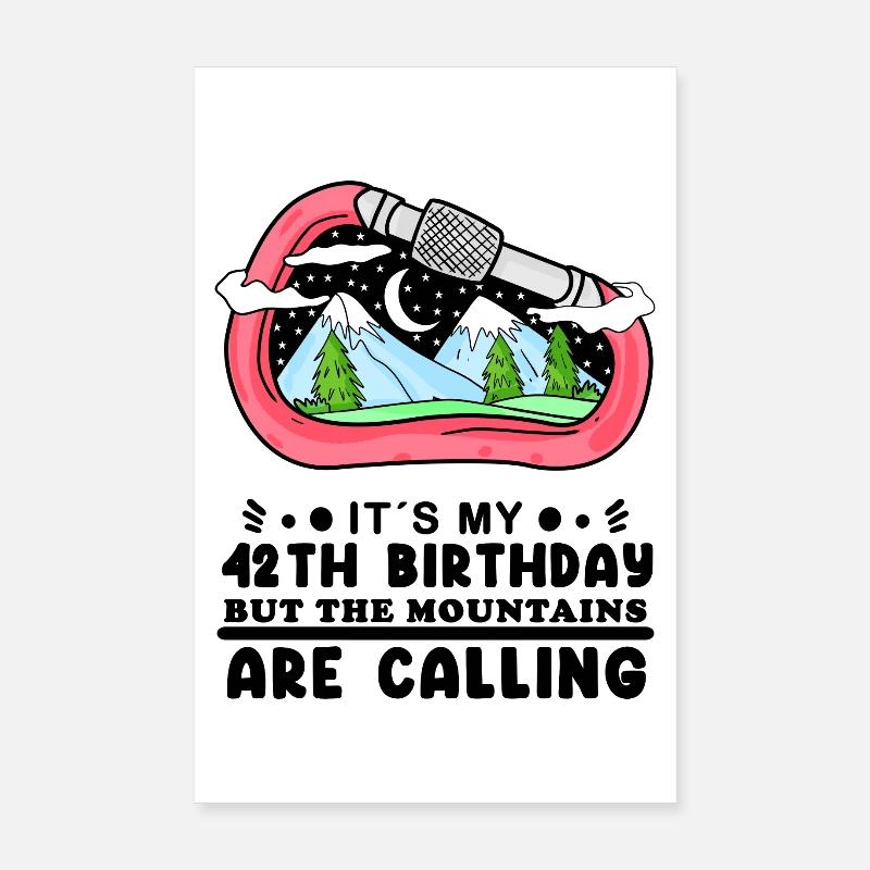Montagnes du 42e anniversaire Poster 20 x 30 cm