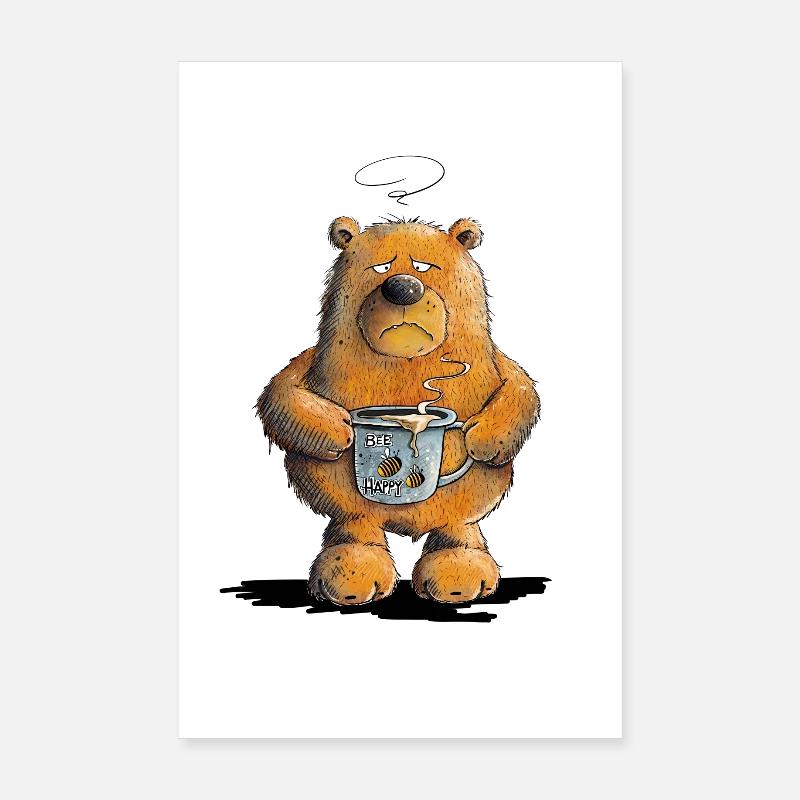 Ours grouch du matin avec café Poster 20 x 30 cm