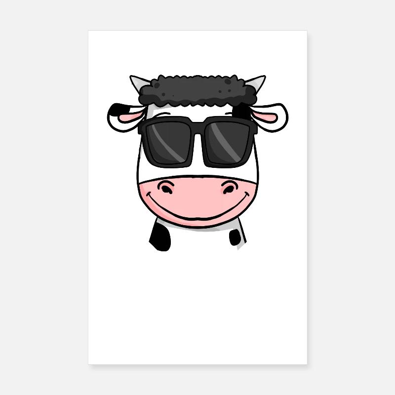 Kuh mit Sonnenbrille Poster 20x30 cm