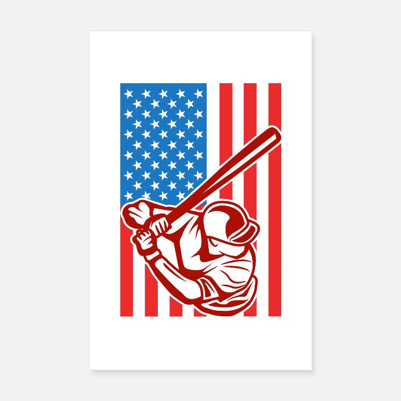 Drapeau de Baseball USA Poster 20 x 30 cm