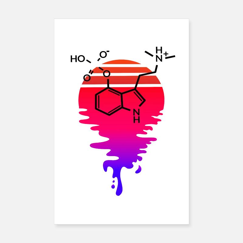 Psilocybin Molecule with Retro Sunset Poster 8" x 12" (20x30 cm)