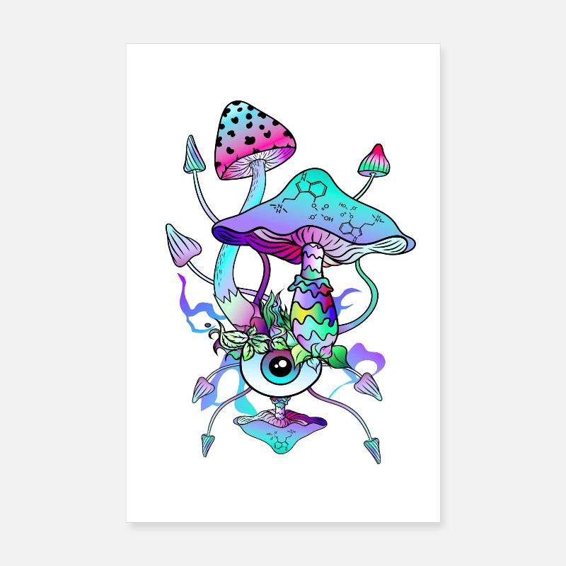 Psytrance Psychedelische Pilze Poster 20x30 cm