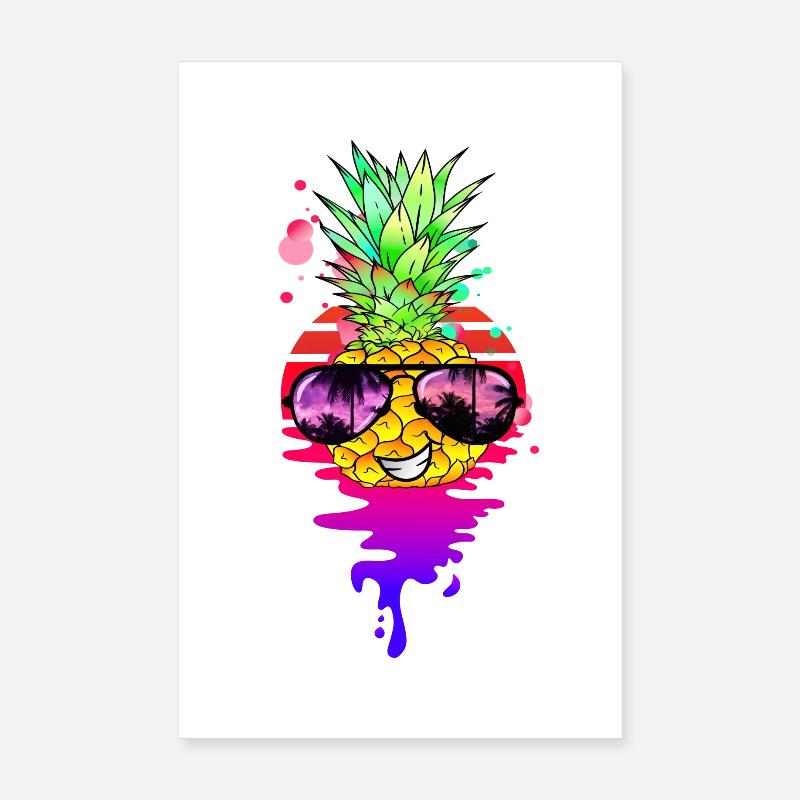 Drôle d’ananas rétro Poster 20 x 30 cm