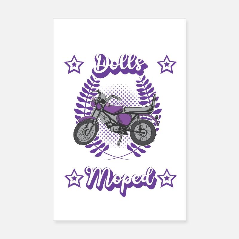 Moped Mopedfahrerin Retro Mofa Zweitakt Roller Poster 20x30 cm