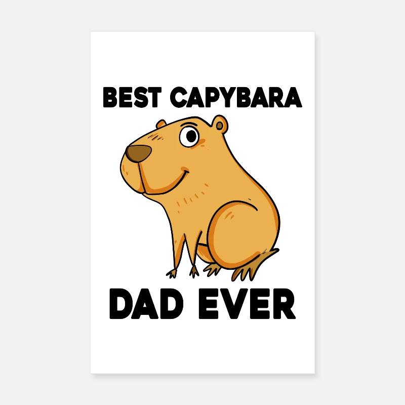 Capybara Père Capybara Capybara Cochon - Poster 20 x 30 cm - blanc