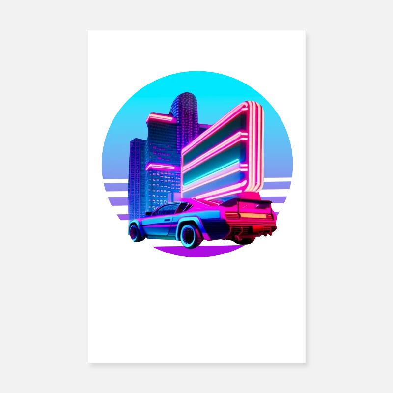 Retro Wave 80s Vaporwave Sunset Poster 20 x 30 cm