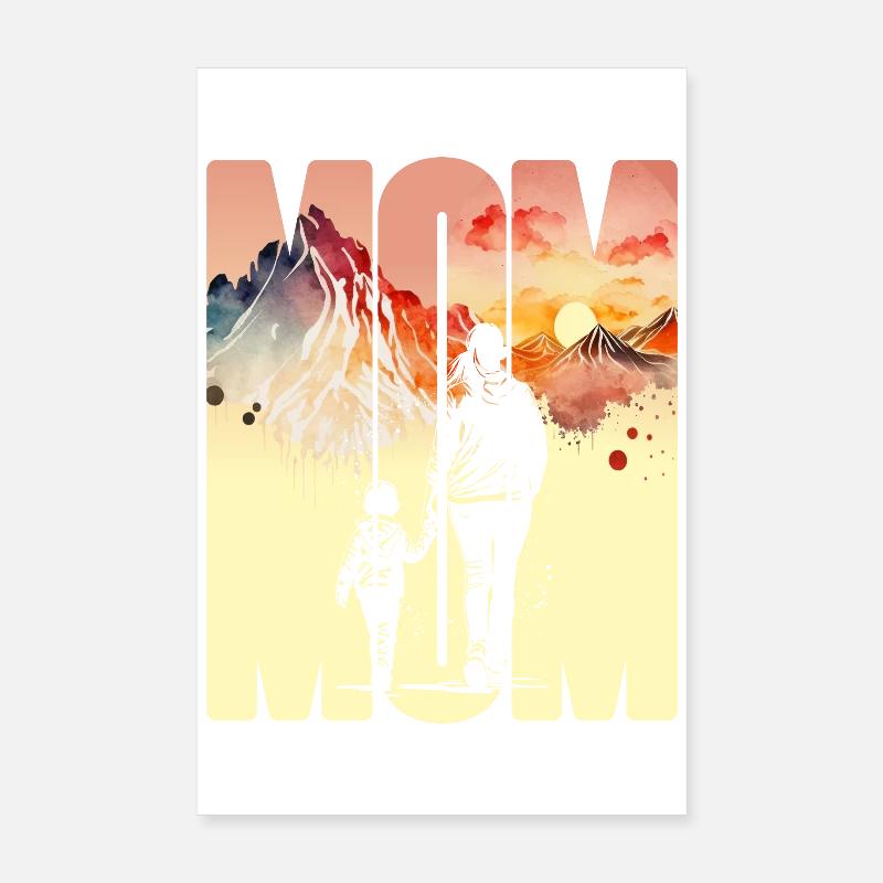 Mutter mit einem Jungen Muttertag Berge Mama Kind Poster 20x30 cm