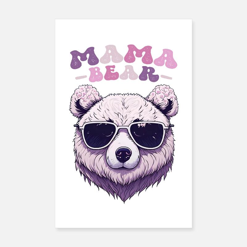 Mama Bear Sonnenbrille Kirschblüten Muttertag Poster 20x30 cm