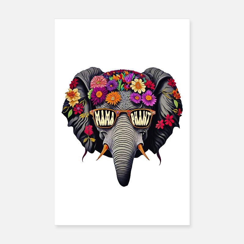 Mamafant Sonnenbrille Mama Elefant Muttertag Blume Poster 20x30 cm