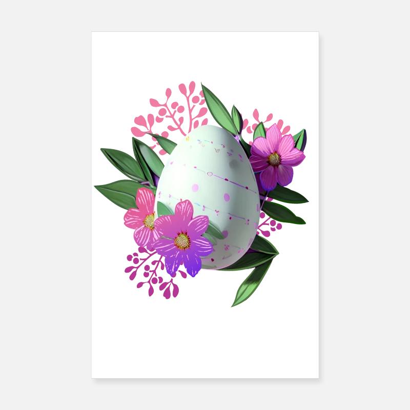 Flowers Easter Egg Floral Poster 8" x 12" (20x30 cm)