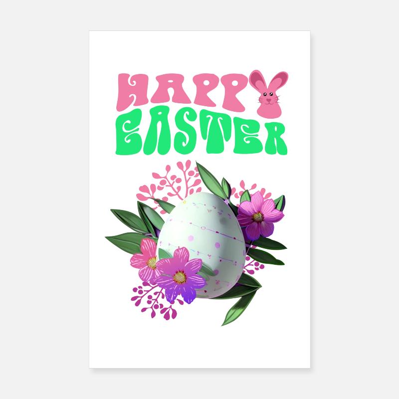 Joyeuses fleurs de Pâques oeuf de Pâques Poster 20 x 30 cm