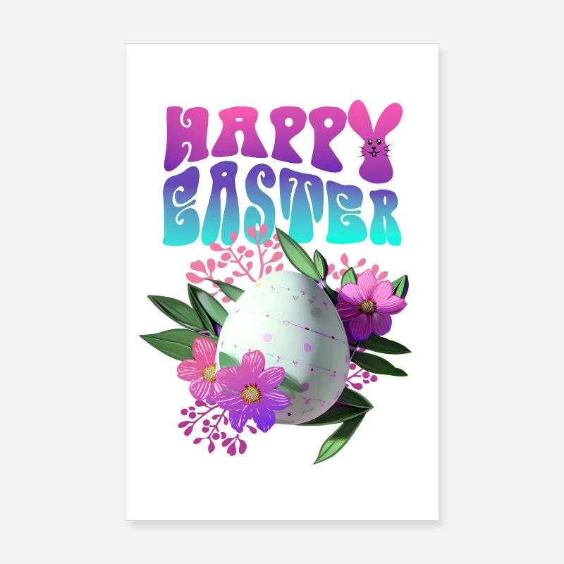 Joyeux Easter Easter Egg Floral Poster 20 x 30 cm