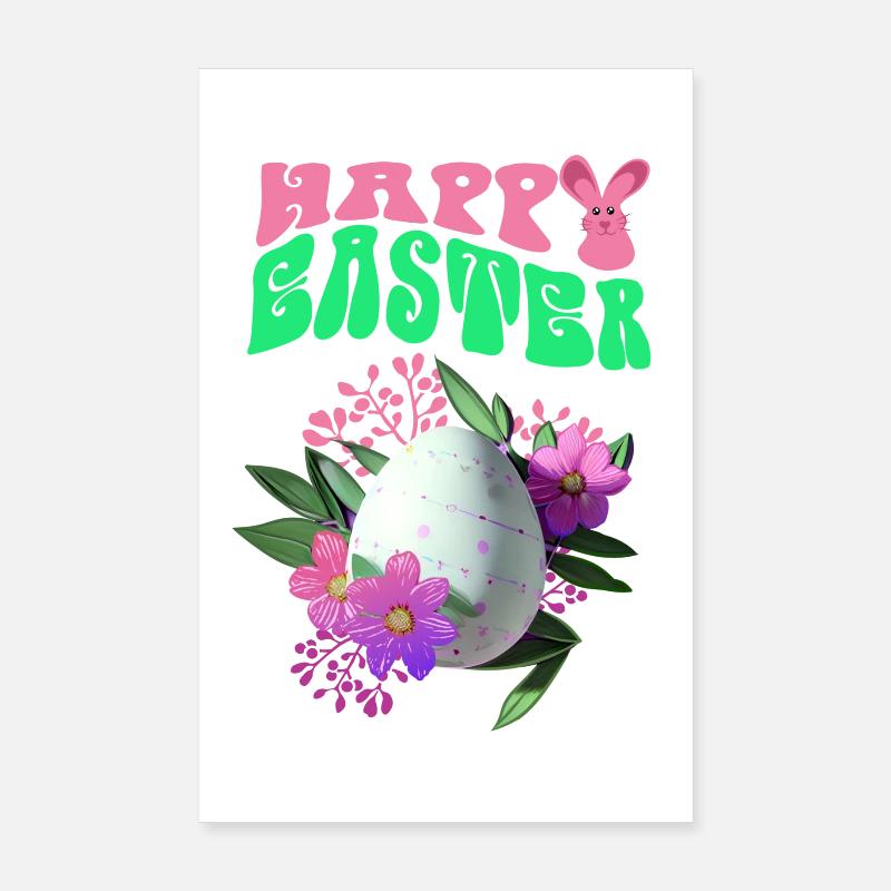 Joyeux Easter Easter Egg Art floral Poster 20 x 30 cm