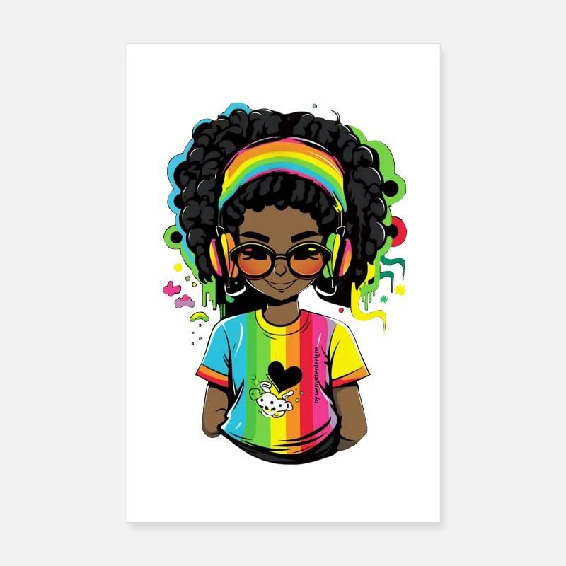 Pull reggae lumineux avec motif arc-en-ciel Poster 20 x 30 cm