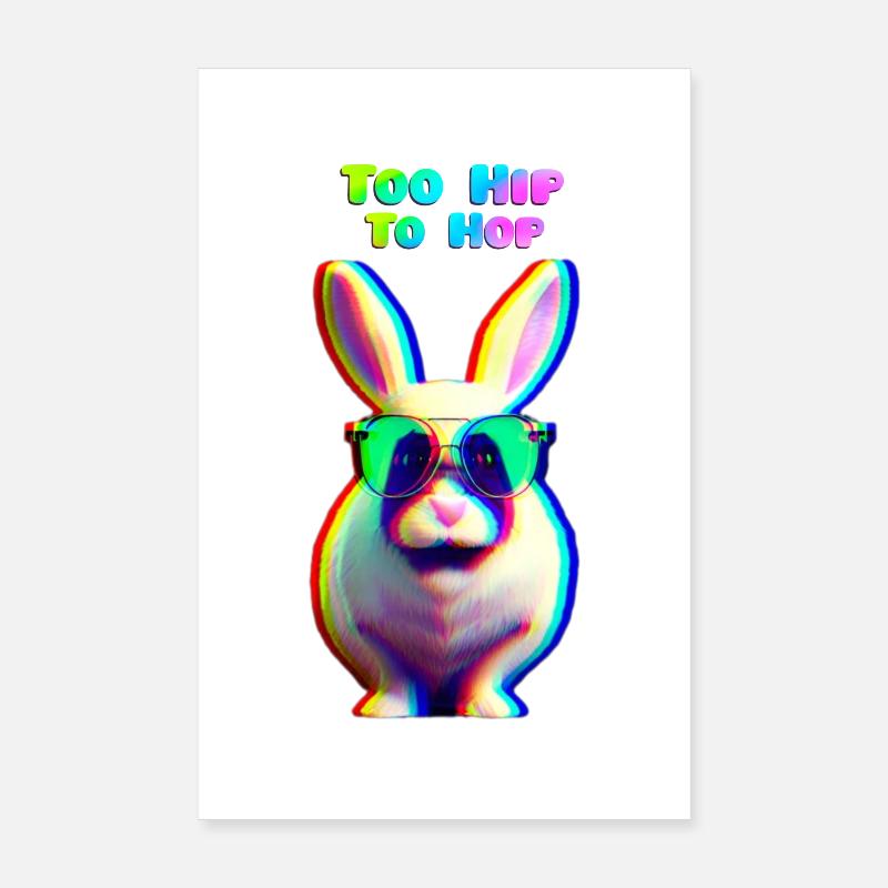 Lapin de Pâques cool avec des lunettes de soleil Poster 20 x 30 cm