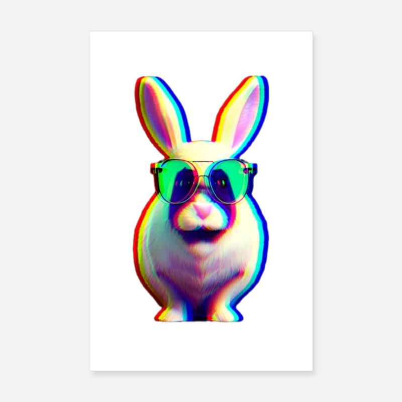 cool rabbit - glitch effect rabbit Poster 8" x 12" (20x30 cm)