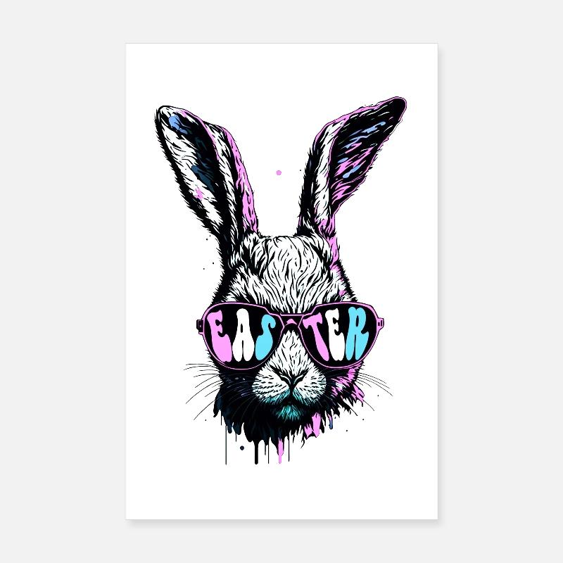 Groovy Rabbit With Sunglasses Easter Gift Poster 8" x 12" (20x30 cm)