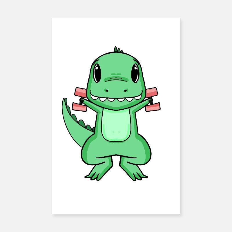Dino Hantel Training Krafttraining Geschenk Poster 20x30 cm