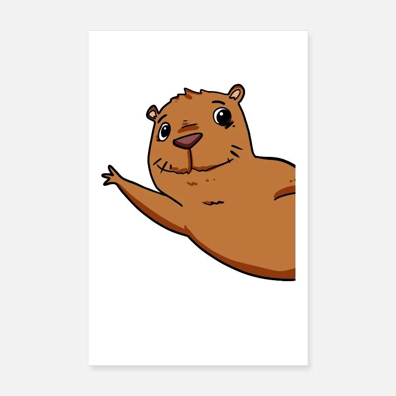 Capybara Wasserschwein - Poster 20x30 cm - Weiß