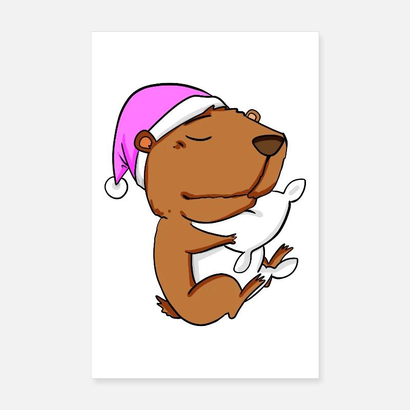 Capybara Wasserschwein - Poster 20x30 cm - Weiß