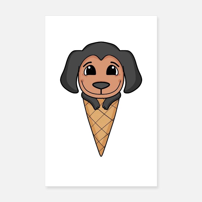 Motif de crème glacée Doberman Poster 20 x 30 cm