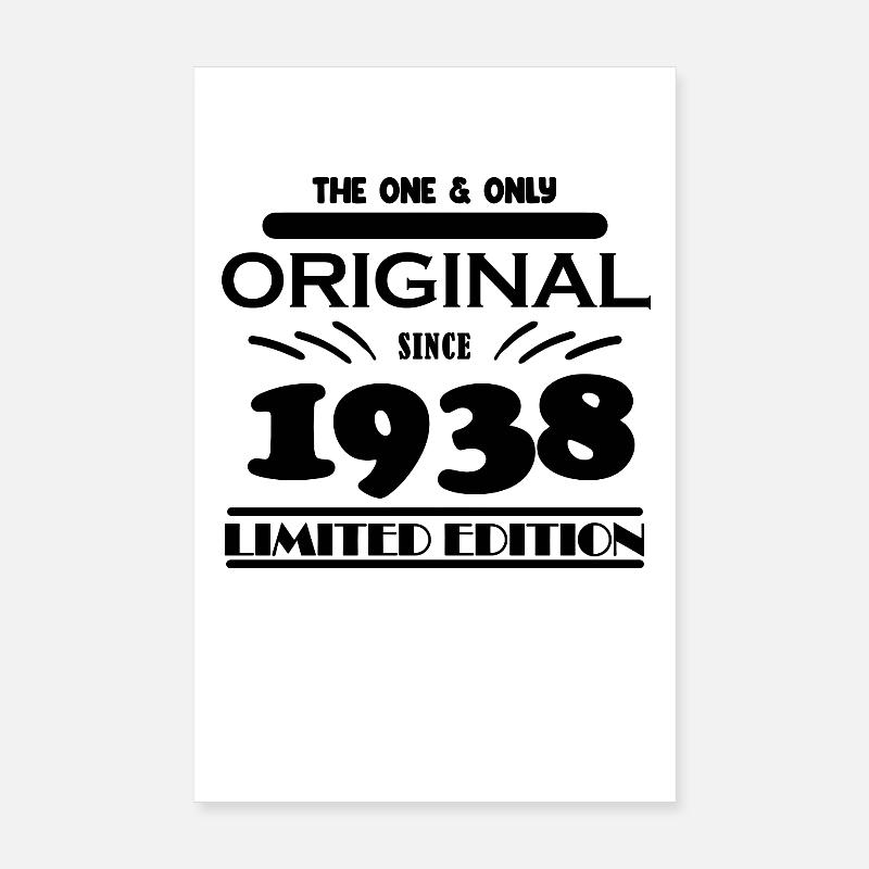 1938 - Année de construction 1938 - Naissance 1938 Poster 20 x 30 cm