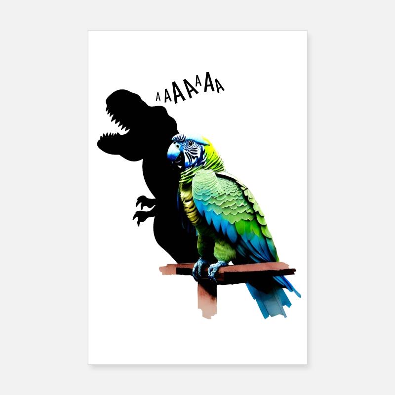 Drôle de perroquet T-Rex Ara bleu jaune Ara Poster 20 x 30 cm