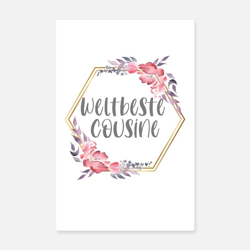 Weltbeste Cousine Freundin Geschenk - Poster 20x30 cm - Weiß