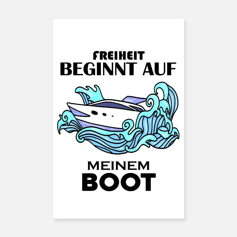 Boote Motorboot - Poster 20x30 cm - Weiß