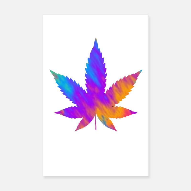 Feuille de cannabis | Feuille de chanvre colorée Poster 20 x 30 cm