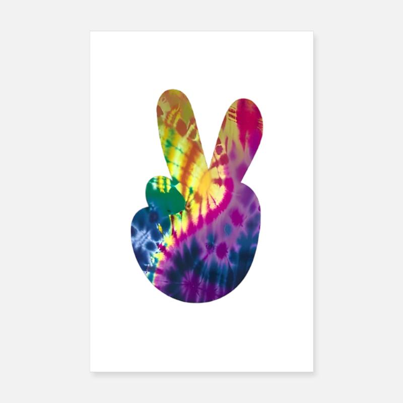 Groovy Tie Dye Peace Hand Poster 20 x 30 cm