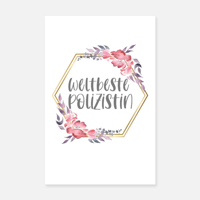 Weltbeste Polizistin Polizei Beruf Geschenk - Poster 20x30 cm - Weiß