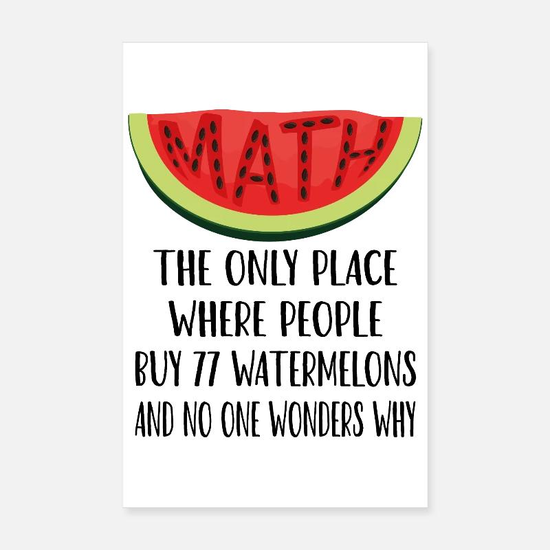 Mathématiques et pastèques amusants Poster 20 x 30 cm
