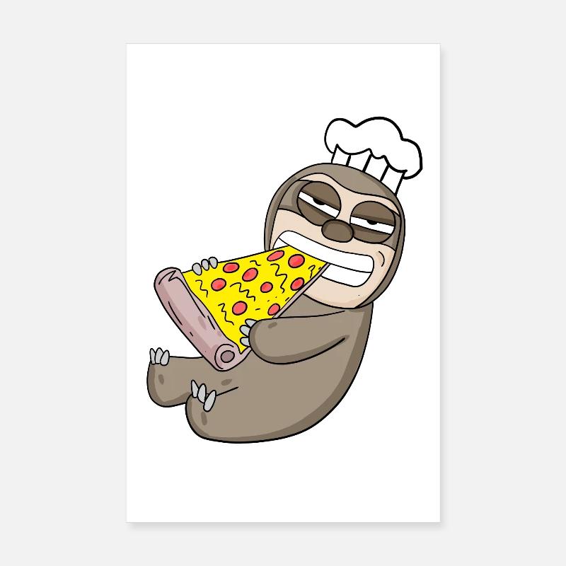 Gourmet Sloth Pizza Poster 20 x 30 cm