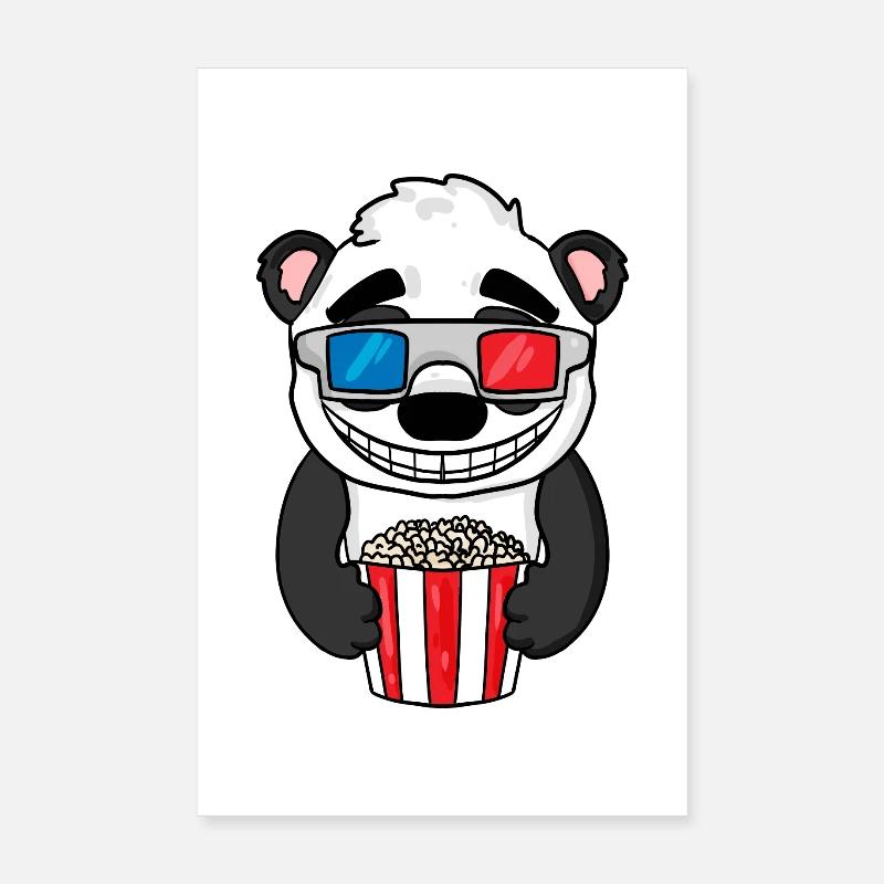 Panda Bear Popcorn Cinema Poster 8" x 12" (20x30 cm)
